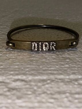 Dior Antique Gold-Tone Crystal DIOR Logo Bracelet